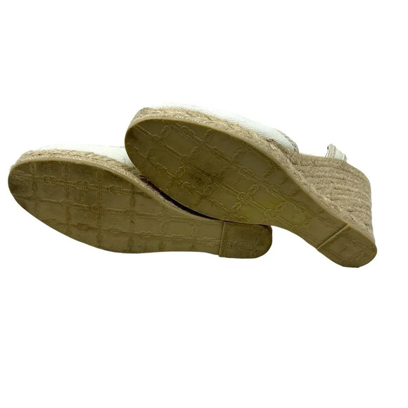 Bally Espadrille Wedges in Cream Canvas Slingback Size 38 US 7.5 - Picture 8 of 9